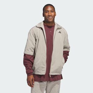 Adidas Men’s Full-Zip Warm-Up Shirt Beige JC7837, Size Medium (New)